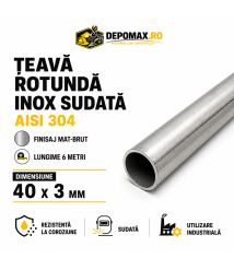 Teava rotunda inox sudata AISI 304, 40 x 3 mm, 6 metri